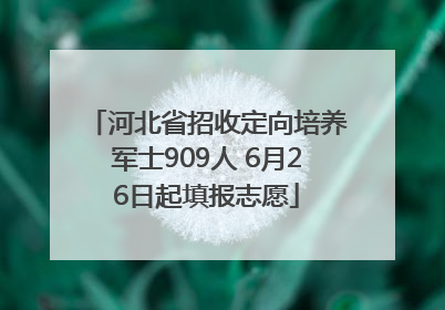 河北省招收定向培养军士909人 6月26日起填报志愿